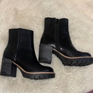 Black chunky heeled ankle boots